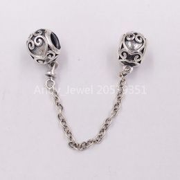 Andy Jewel 925 Sterling Silver Beads Enchanted Heart Safety Chain Charms Fits European Pandora Style Jewellery Bracelets & Necklace 797036