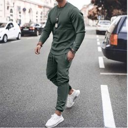 Sets Tracksuit Men Autumn Winter 2 Piece Long Sleeved Sportswear Pullover Casual Jogger Sweat Suits 211220