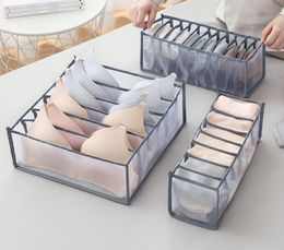 Underwear Drawer Organisation Nylon Collapsible Closet Storage Box with Compartments Divider for Bras Socks Underwear Ties Scarf black grey