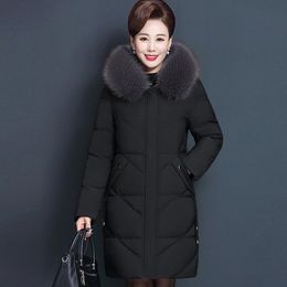 Female Coat Winter Long Padded Warm Big Fur Collor Women's Down Jacket Thick Jackets Quilted Clothing Plus Size Praka Elegent 201027