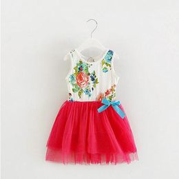 Girl's Dresses Wholesale- Lace Baby Girls Dress Summer BabyDress Bows Clothing Tutu Party 1 Year Birthday Dress1