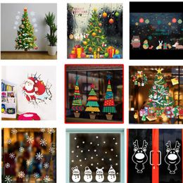 Wall Stickers Year Window Glass Sticker Christmas Tree Santa Claus DIY Snowflake Merry Decoration Home Supplies Bedroom