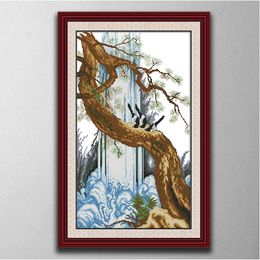 Magpie on a Willow Branch home decor paintings ,Handmade Cross Stitch Embroidery Needlework sets counted print on canvas DMC 14CT /11CT
