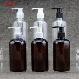 20pcs 250ml brown clear Plastic Cream Pump Bottle Refillable Shower Gel Cleanser Shampoo Pack Empty Cosmetic Lotion Bottles