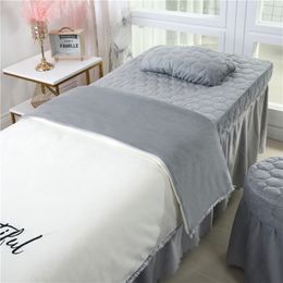 4-6pcs Beautiful Beauty Salon Bedding Sets Massage Spa Use Coral Velvet Embroidery Duvet Cover Bed Skirt Quilt Sheet Custom #s C0223