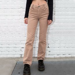 Women Low Rise Corduroy Straight Leg Pants Casual Corduroy Trousers 201031