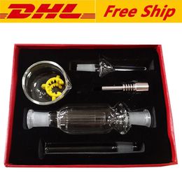 Cheapest 10mm 14mm 18mm Micro water recycler bong with Stainless Steel Tip Glass Bowl for water Pipe Small Oil Rigs bong dhl free