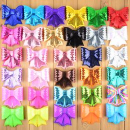 60pcs/lot 3" Large Sequin Bows Neon Bow Knot Applique Embroidery Boutique Hair Ribbon Bow girls Hair Accessories HDJ13 LJ201226