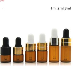 2017 New 1ML 2ML 3ML Brown Glass Dropper Bottle with Pipette, Small Empty Essential Oil Bottlegoods