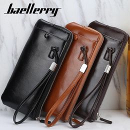Wallets Men's Leather Wallet Zipper Long Clutch Classic Luxury Wallest Bifold ID Holder Purse Portefeuille Portfel1