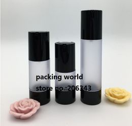 50ml airless bottle plastic black pump/bottom frosted body for lotion/emulsion/serum/foundation packing