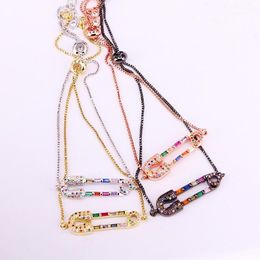 Link, Chain 6PCS, Fashion Adjusted Bracelet Colorful Zirconia Rainbow CZ Pin Link Bracelets Jewelry For Women1