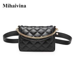 Waist Bags Mihaivina Women Bag Fashion Female Belt Chain Money Fanny Pack PU Leather High Pants