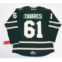 Real Men real Full embroidery #61 John Tavares London Knights 7185 Hockey Jersey or custom any name or number HOCKEY Jersey