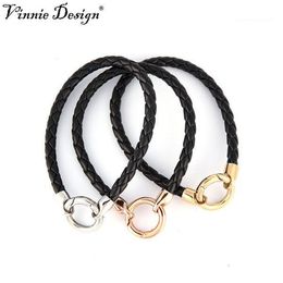 Charm Bracelets Vinnie Design Jewellery Leather Wrap Bracelet For Stainless Steel Coin Holder Pendant 20cm Braided Bracelets1