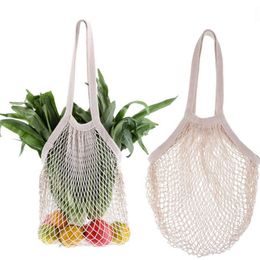 10pcs Shopping Bags Handbags Shopper Tote Mesh Net Woven Cotton Bags String Reusable Fruit Storage Bag Handbag Reusable Storage Bags on Sale