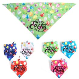 Pasqua Banda Bandana Triangle Bibs con uova di Pasqua e coniglio Stampa Stampa Kerchief Pasqua Cane Costume Accessori Decorazione per Medium LA