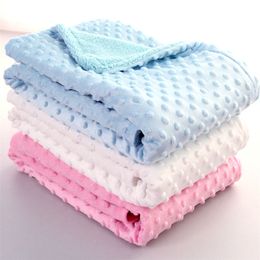 Baby Blanket & Swaddling Newborn Thermal Soft Fleece Blanket Solid Bedding Set Cotton Quilt LJ201105