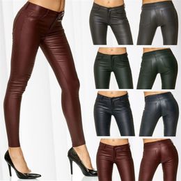 ZOGAA Women Leather Pants Capris Female Winter High Waisted Pant Full Length Trousers Ladies PU Skinny Stretch Pencil Pantaloons 201228