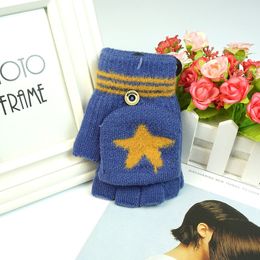 Star Children Gloves Autumn And Winter Kids Warmth Half Fingers Glove Cute Fingerless Outdoor 5 Colours 3-8 years old