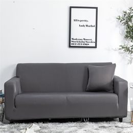 Waterproof Dark Grey Sofa Cover Elastic Sofa Covers for Living Room Plain Couch Slipcovers funda de sofa Couverture de canape LJ201216