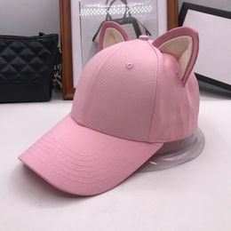 The new cat ears baseball cap for women and girl made of pure cotton equestrian cap topi female cute hat 201027