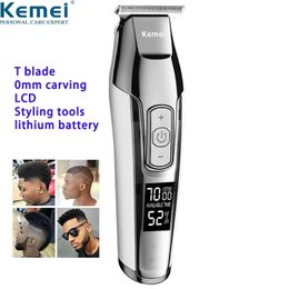 Kemei Barber Professional Hair Clipper LCD Display 0mm Baldheaded Beard Trimmer for Men DIY Cutter Electric cut Machine 220216