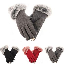 1 Pair Mirco Velvet Keep Warm Phone Playing Winter Autumn Windproof Casual Knitting Reusable Protective Washable Women Gloves
