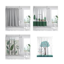 Creative Digital Printing Fresh Shower Curtain Variety Patterns Free Perforation Waterproof Mildew-proof Fabric WH0108