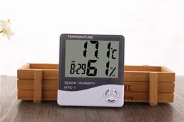 Kitchen Timers Digital LCD Humidity Meter Thermometer With Clock Calendar Alarm Battery Powered Temperature Hygrometer Household Precision Clock