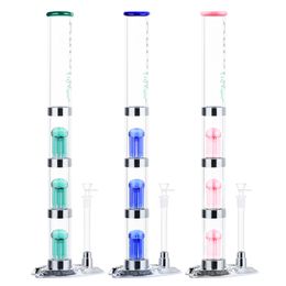 Hookahs Straight Type Disassembled Style Zinc alloy LED illuminated base with switchable Colours Water Pipe Oil Dab Rig Hookah 14.5mm Female Joint WP2231