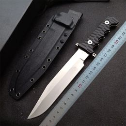 1pcs High Quality Outdoor Survival Tactical Straight Knife DC53 Satin Blade Full Tang Black G-10 Handle Fixed Blades Knives With Kydex