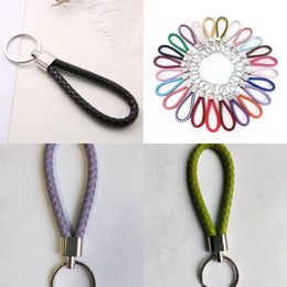 Plaid Keyrings Plait Ropes Leather Key Chain Hanging String Lanyard Solid Colour Charms Holder Keychains Multicolour 0 3hy F2