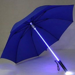 New LED Light saber Light Up Umbrellas Laser sword Light up Golf Umbrellas Changing On the Shaft/Built in Torch Flash Umbrella 201112