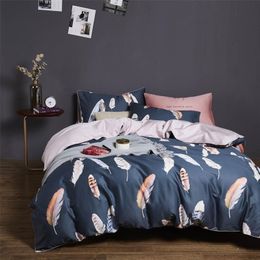 Svetanya silkly egyptian Cotton Bedding Set printed Bed Linens king queen double size T200706