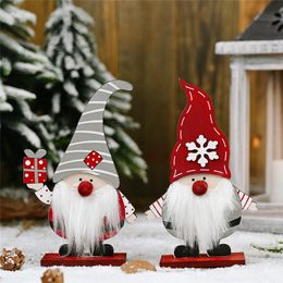 Wooden Christmas Gnome Ornaments Nordic Nisse Tabletop Decoration for Winter Xmas Holiday Gift Centrepiece Decor JK2010KD