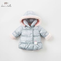 DBM8186 dave bella baby girls jacket children long sleeve outerwear fashion rabbit coat LJ201125