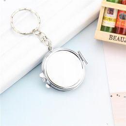 Party Gifts Heat Transfer KeyChain Double Sided Sublimation Blanks Love Heart Circular Square Metal Mirrors Buckle Printing RRD13446