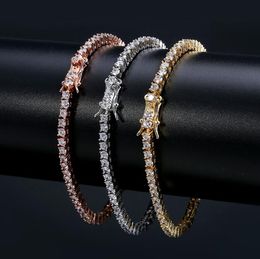 3 Colors Famous Designer Fashion Tennis Bracelets Chains Hip-hop Tide Men's Bangle Zircon 3mm Tennis Bracelet