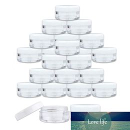 100pcs 2g 3g 5g 10g 15g 20g Plastic Cosmetic Empty Jars White Lids Clear Pots Bottles Eyeshadow Makeup Cream Lip Balm Containers