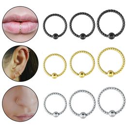 1Pc 6/8/10Mm Stainless Steel Ball Threaded Nose Rings Mixed Colour Body Clips Hoop For Women Men Cartilage Piercing Jewellery New