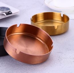 Wholesale Diameter 10CM Ashtray Stainless Steel Ashtray PVD Plated Gold Copper Black Ashtray Home Office Hotel SN3696