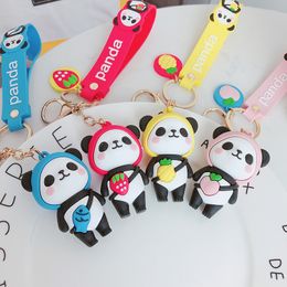 Fashion Doll Animal Panda Keychain Couple Auto Key Chains Key Rings Women Charm Car Bag Pendant Christmas Gift Jewellery