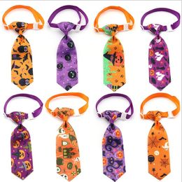 Pet Collars Dog Cat Bow Ties Halloween Dog Personalised Pendants Skull Pumokin Printed Pet Clothing Supplies Adjustable Neck Strap GGE2092