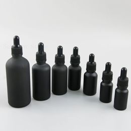 Matte Black Dropper Bottle Portable Aromatherapy Essential Oil with Glass Eye 5ml 10 15 20 30 50 100 ml 20pcs