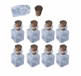 2021 Mini Glass Bottles Pendants Rectangle Transparent Bottles With Cork Littles Jars For Gift Pendants 100pcs/lot Free shipping