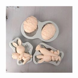 Easter Bunny Silicone Fondant Mould DIY Clay Gypsum Wax Mould Baking Utensil W2