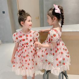 2020 Girls Summer Dress Kids Dresses For Girls Clothes Children Clothes Princess Dress Pink Strawberry Vestidos Teens 3T-14Y1