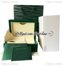 2022 Green Wooden Original Watch Boxes With Manual International Certificate Set Watches Accessories Super Edition 116610 126610 Puretime B2