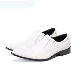 Luxury Handmade Men's Shoes Pointed Toe Genuine Leather Dress Shoes Men White Business&Wedding Shoes Chaussures Hommes